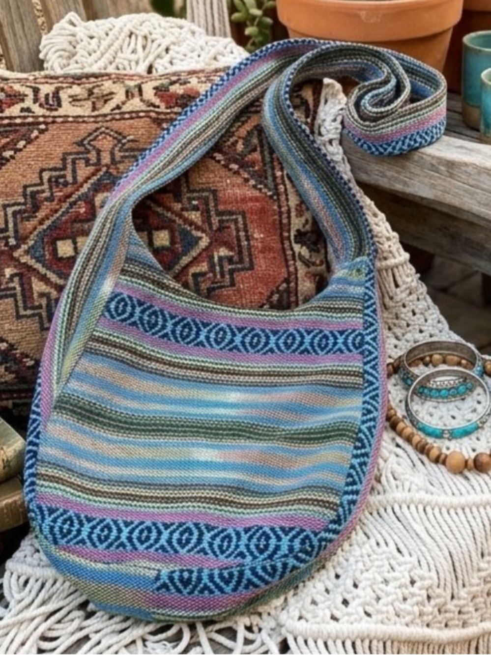EARTHBOUND Multicolor Woven Crossbody Bag